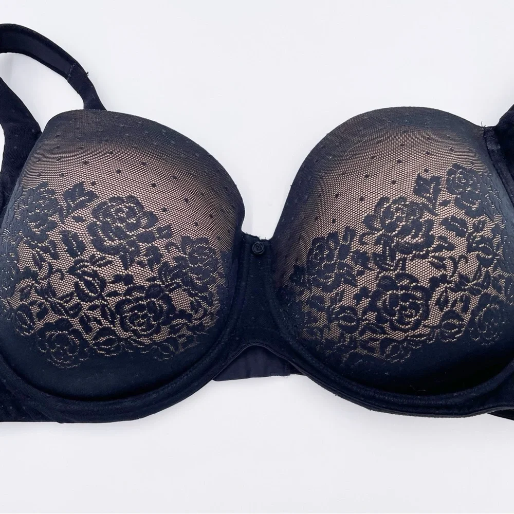 Soma Stunning Support Full Coverage Bra Size 42DDD Black Nude Lace Underwire